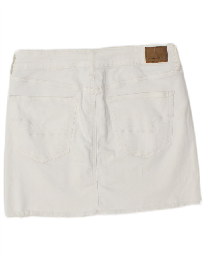 AMERICAN EAGLE Fusta mini denim pentru femei UK 14 Medium W30 Bumbac alb