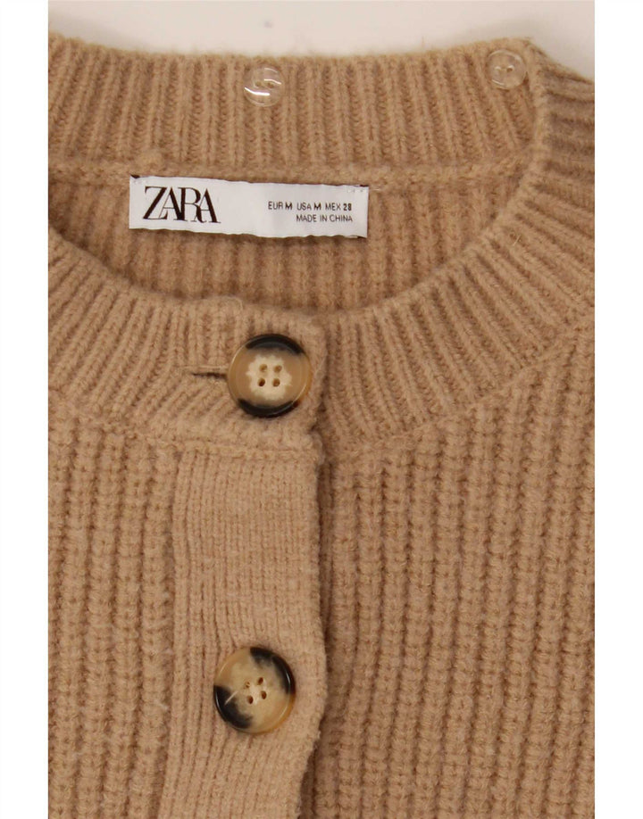Pulover cardigan pentru femei Zara UK 12 Medium Bej