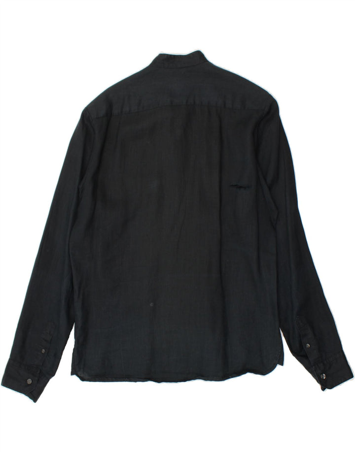 CALVIN KLEIN JEANS Mens Graphic Shirt Medium Black Linen Vintage Calvin Klein Jeans and Second-Hand Calvin Klein Jeans from Messina Hembry 