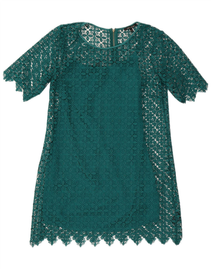 Următorul Rochie mișcată din dantelă Petites pentru femei UK 12 Poliester geometric verde mediu