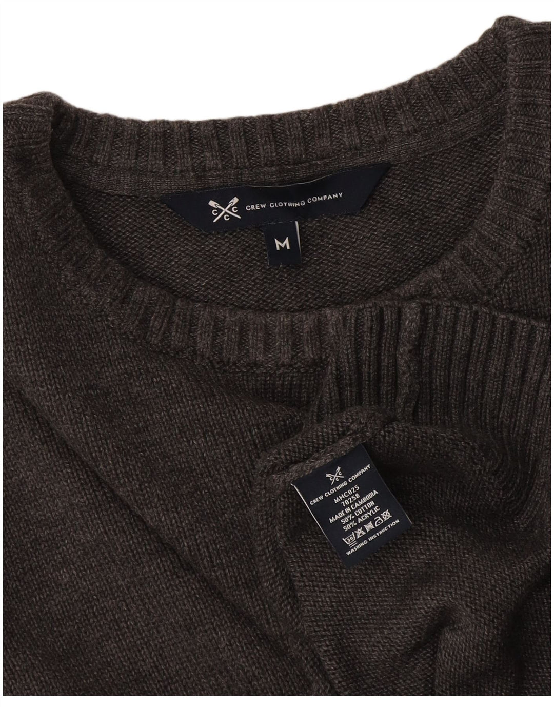 Crew Clothing Pulover pentru bărbați cu gât, bumbac, gri mediu