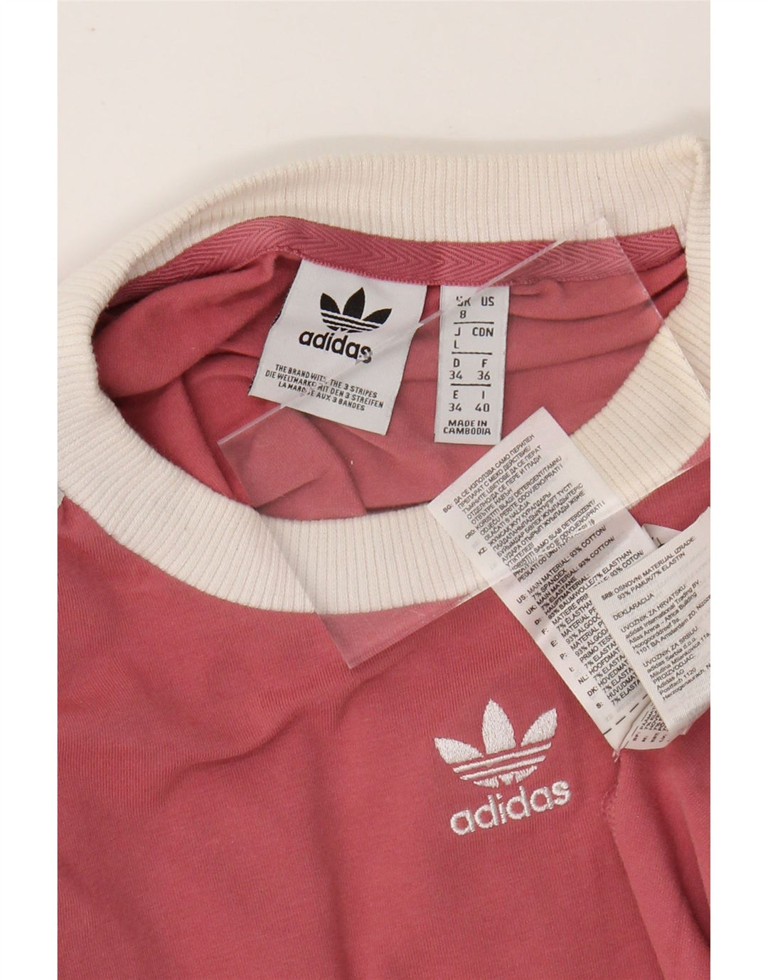 Top pentru femei ADIDAS cu mânecă lungă UK 8 mic roz bumbac