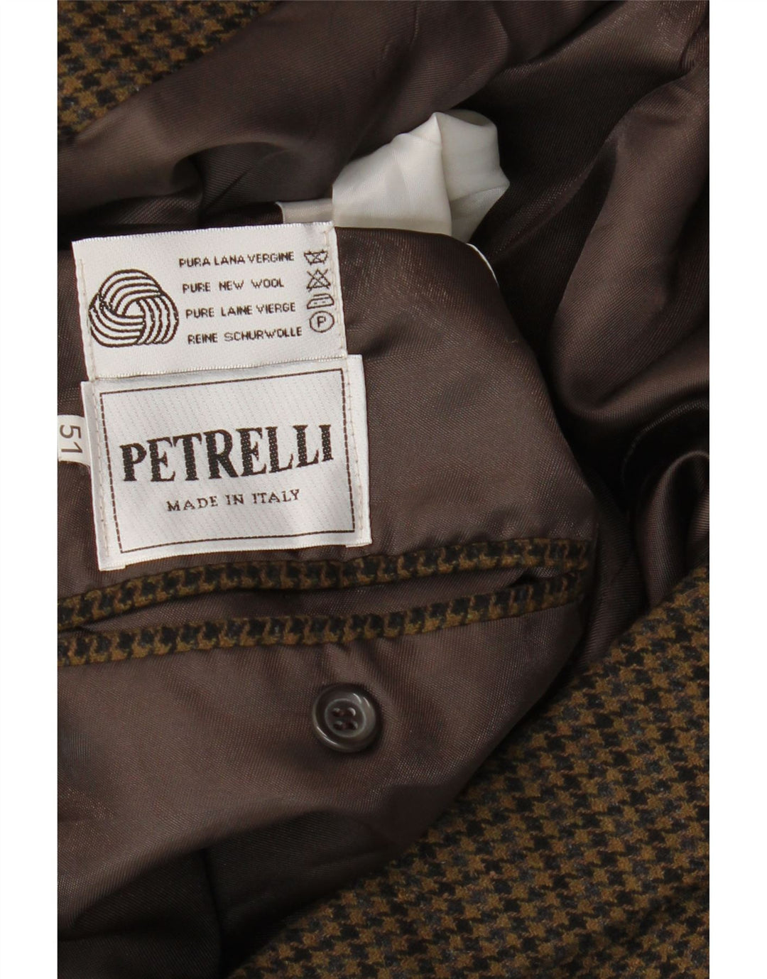 PETRELLI Jachetă pentru bărbați IT 51 Lână virgină din picior de găina mare kaki