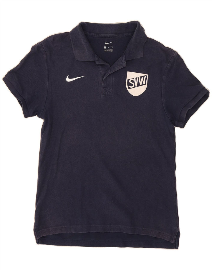 NIKE Mens Graphic Polo Shirt Medium Navy Blue Vintage Nike and Second-Hand Nike from Messina Hembry 