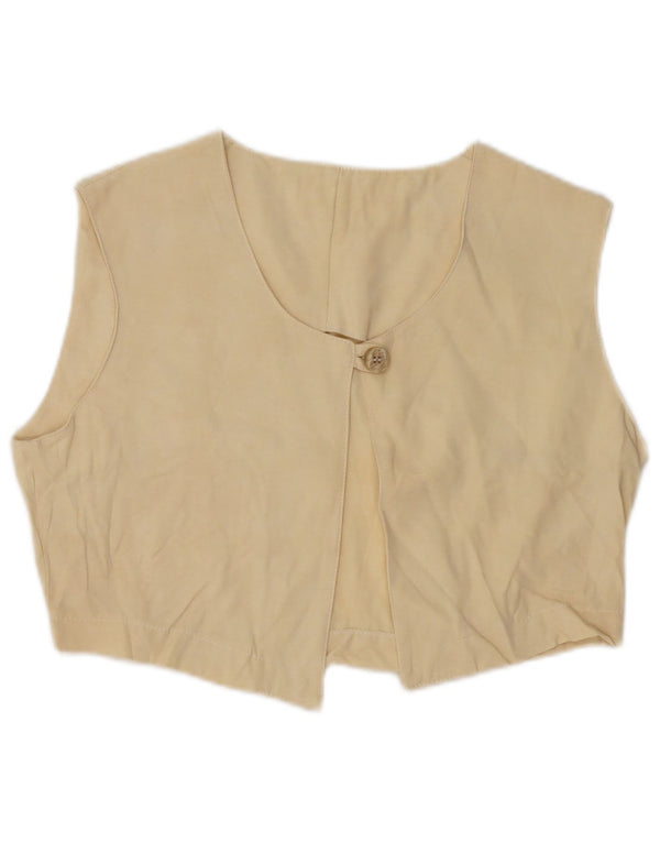 Top bolero fără mâneci vintage pentru femei UK 14 Medium Yellow Cupro
