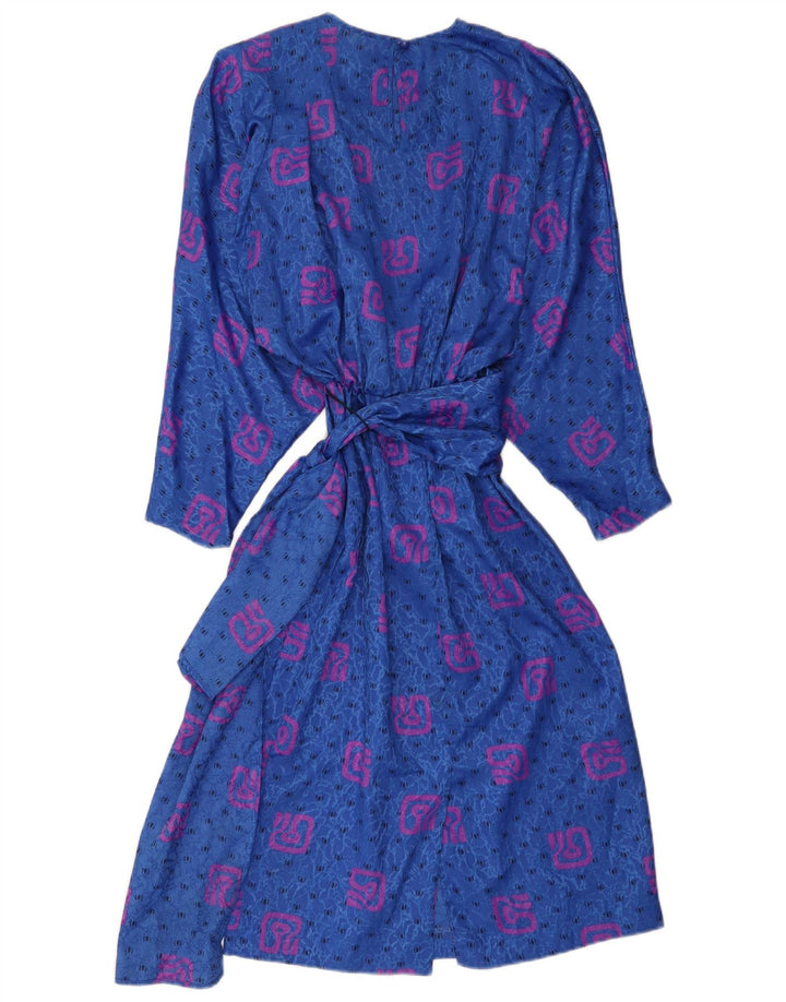 Rochie maxi cu mâneci lungi cu model abstract pentru femei UK 10, albastru mic