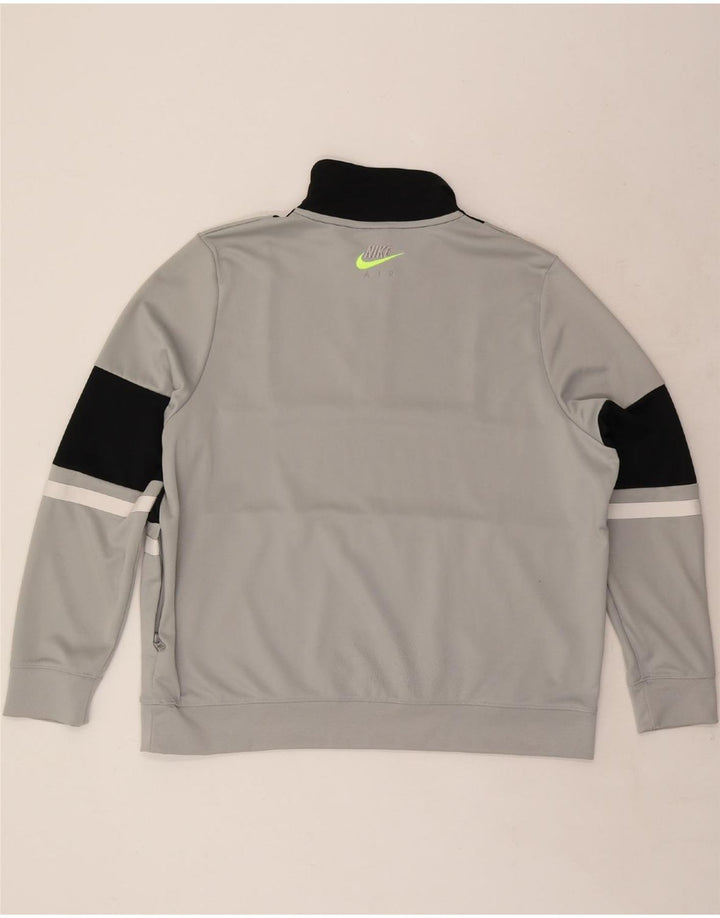 Pulover NIKE pentru bărbați, cu grafică, cu fermoar, cu gât, colorat mare, gri