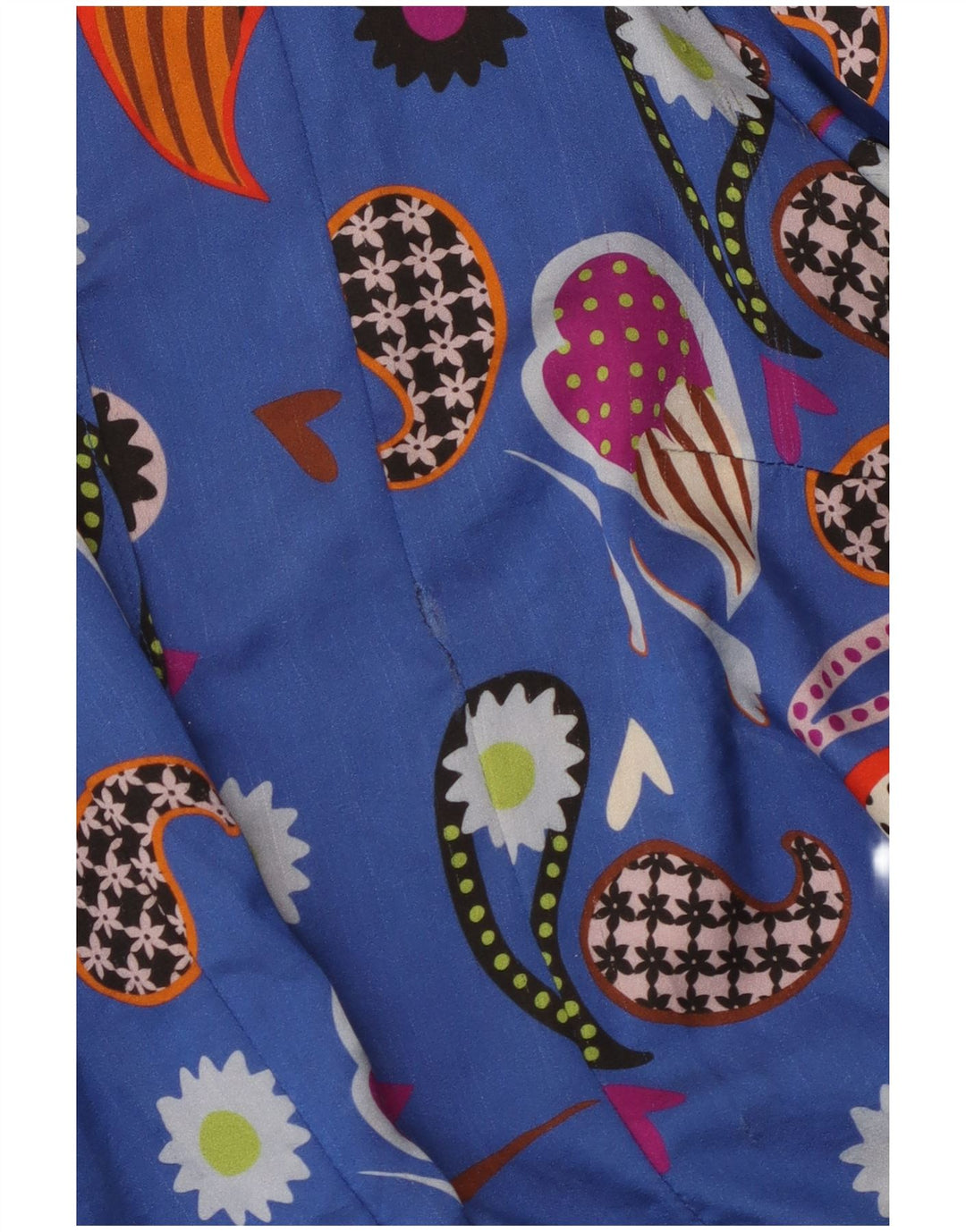 Bluză Cămașă Vintage Femei IT 42 Medium Blue Paisley Poliamidă