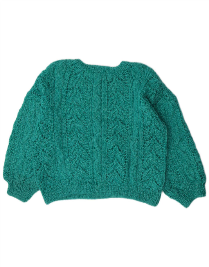 Pulover vintage pentru femei cu gâtul turnat, UK 14, verde mediu
