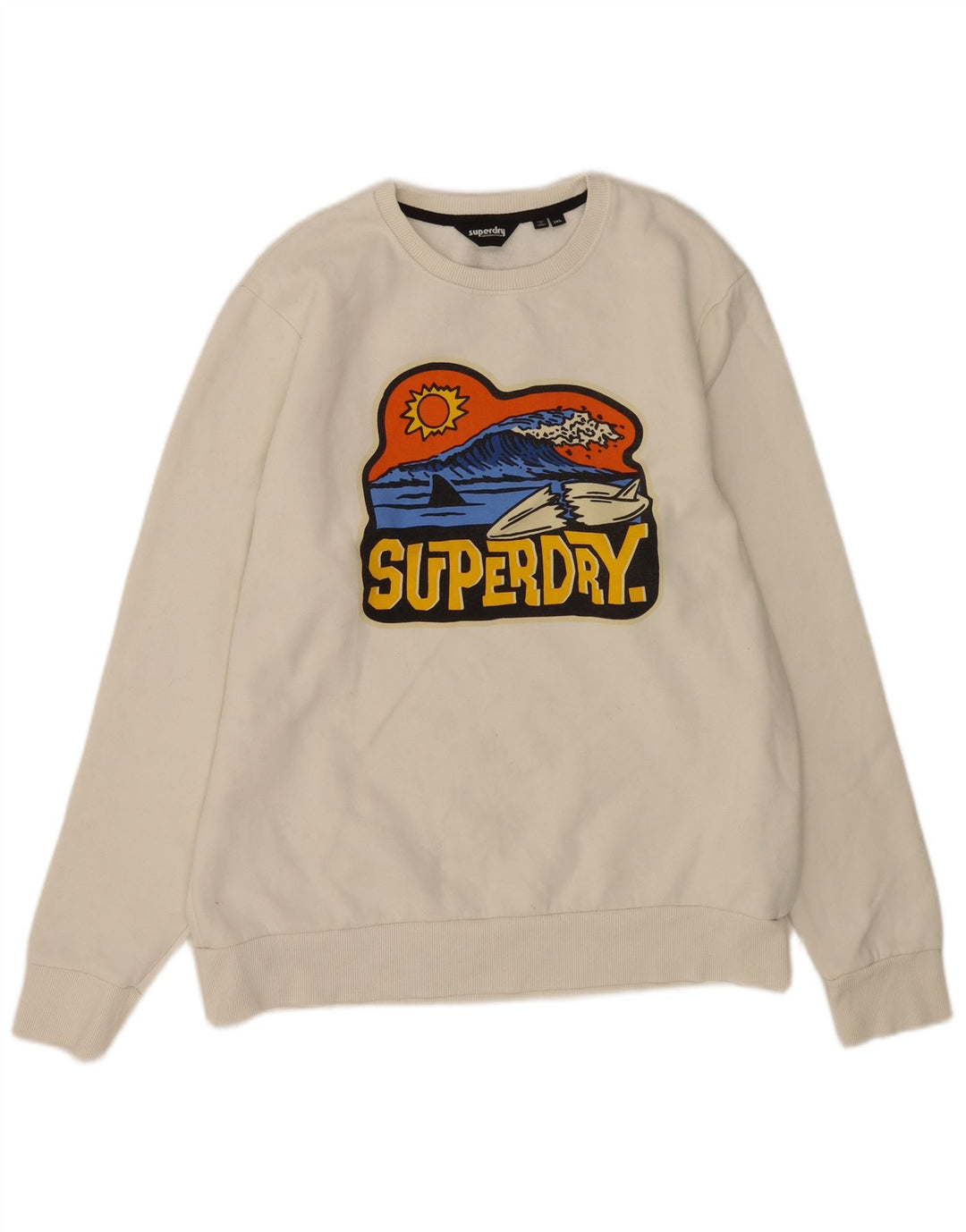 Pulover grafic Superdry pentru bărbați, bumbac alb 2XL