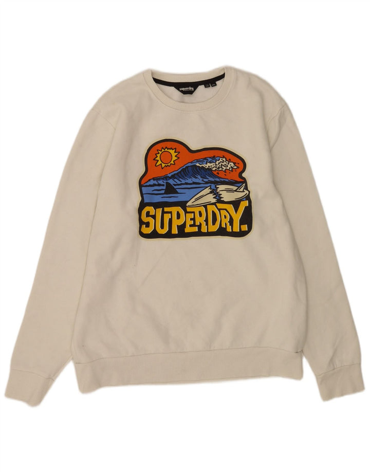 Pulover grafic Superdry pentru bărbați, bumbac alb 2XL