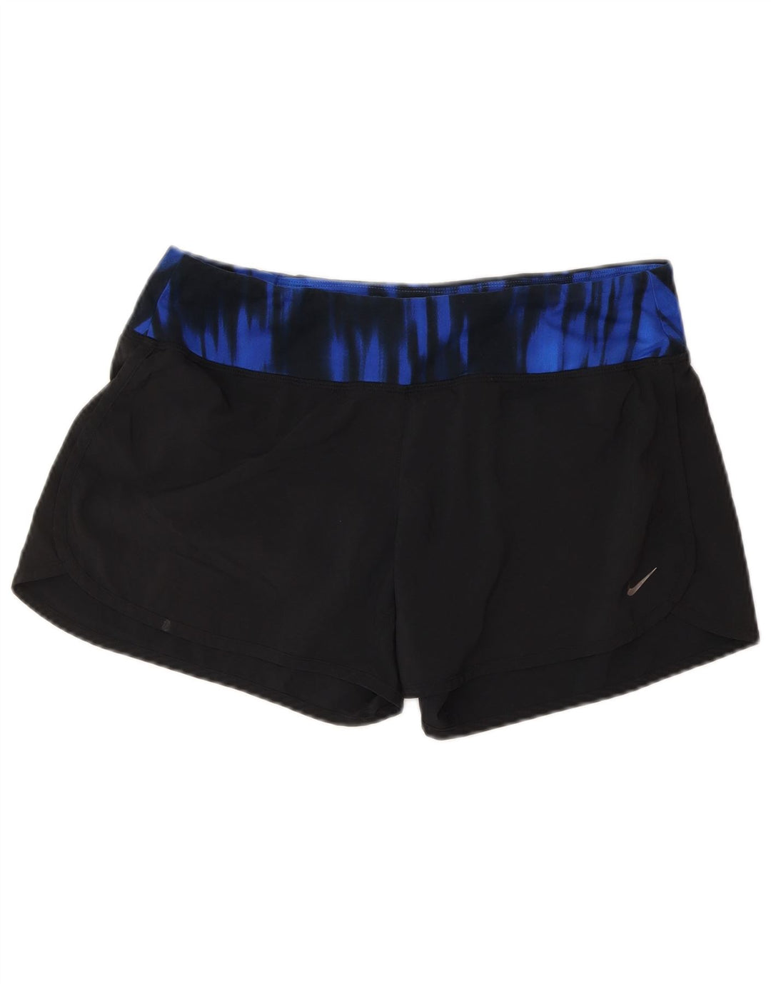 Pantaloni scurți sport NIKE Dri Fit pentru femei UK 14 Medium Black Tie Dye Poliester