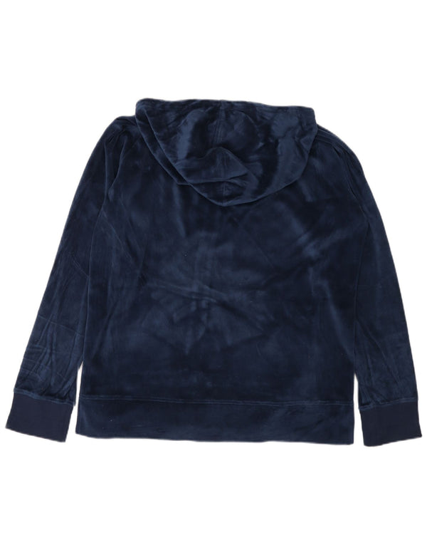 ELLESSE Pulover pentru femeie din catifea cu fermoar cu glugă UK 20 2XL Bumbac bleumarin