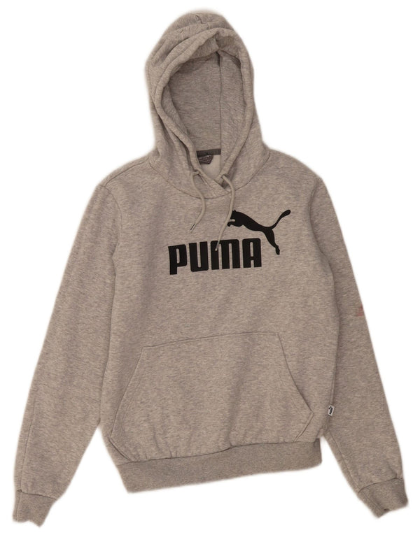 Pulover pentru femei Puma Graphic Crop Hoodie UK 10 mic, gri bumbac cu pete