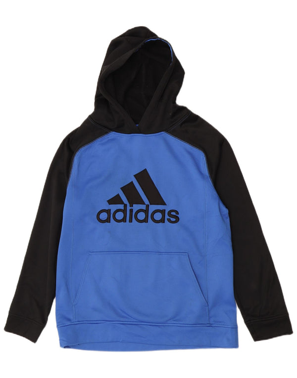Pulover cu glugă cu grafic Adidas pentru băieți 13-14 ani XL Albastru Poliester color bloc