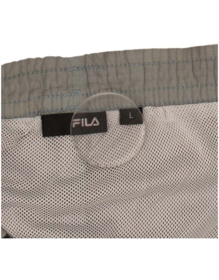 Pantaloni scurți de sport cu grafică Fila pentru bărbați, mari, gri, color block