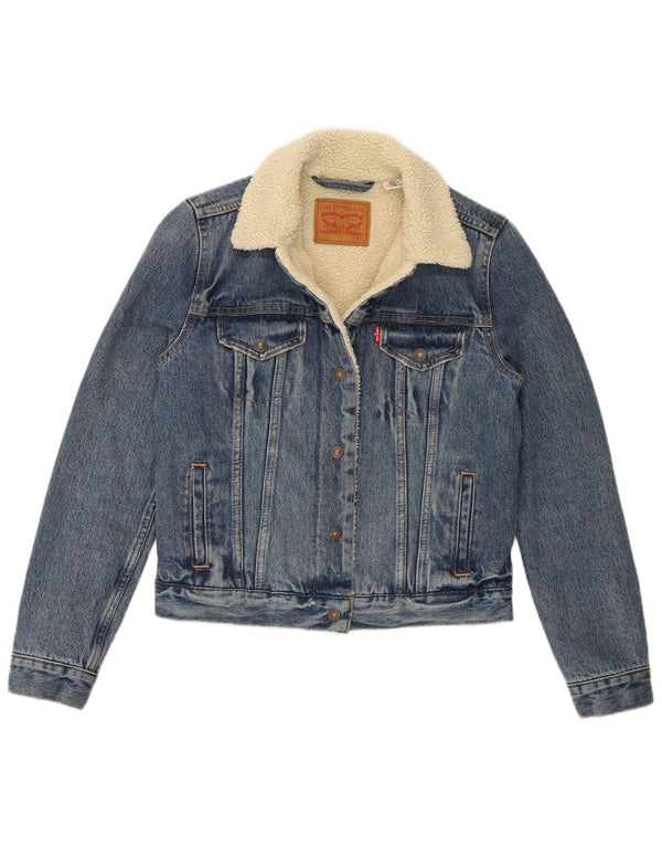 Jachetă de blugi Sherpa pentru femei Levi's UK 6 XS Bumbac albastru
