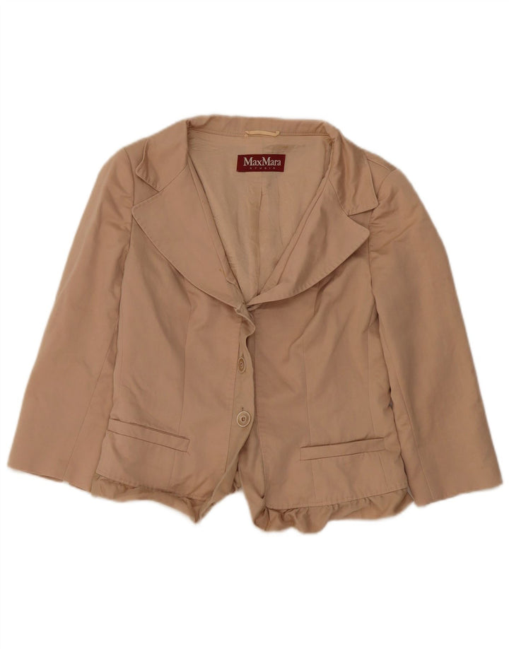 Jachetă Blazer Crop 3 Buttons pentru femei Max Mara UK 12 Medium Beige Lână