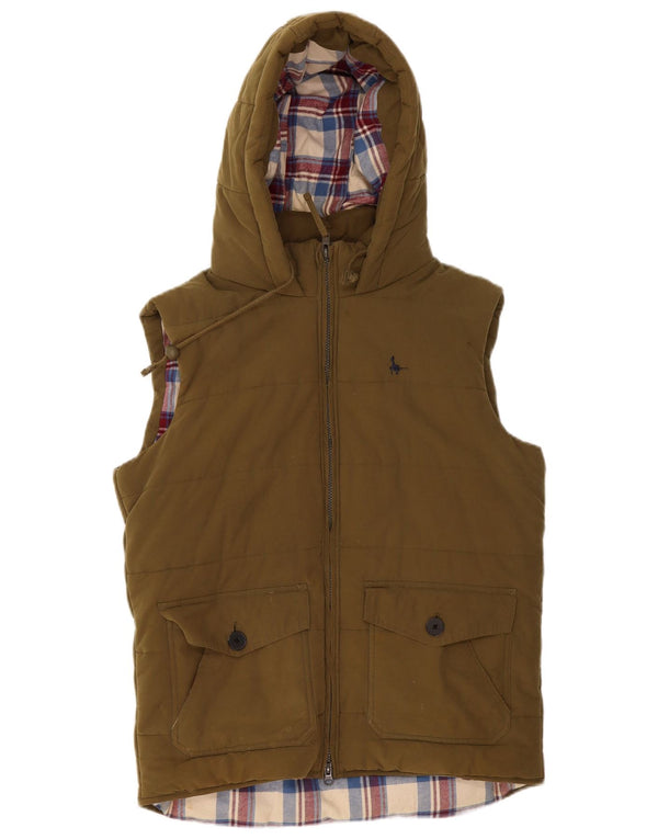Jack Wills Gilet căptușit cu glugă pentru bărbați UK 38 Medium Khaki