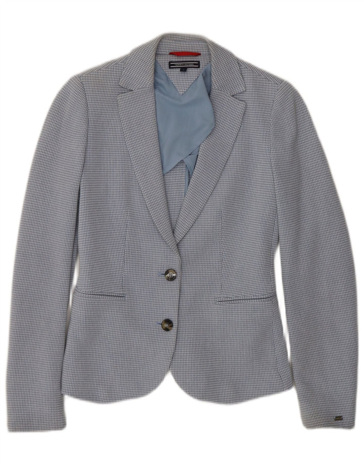 TOMMY HILFIGER Sacou blazer pentru femei cu 2 nasturi US 2 XS Bumbac cu check albastru