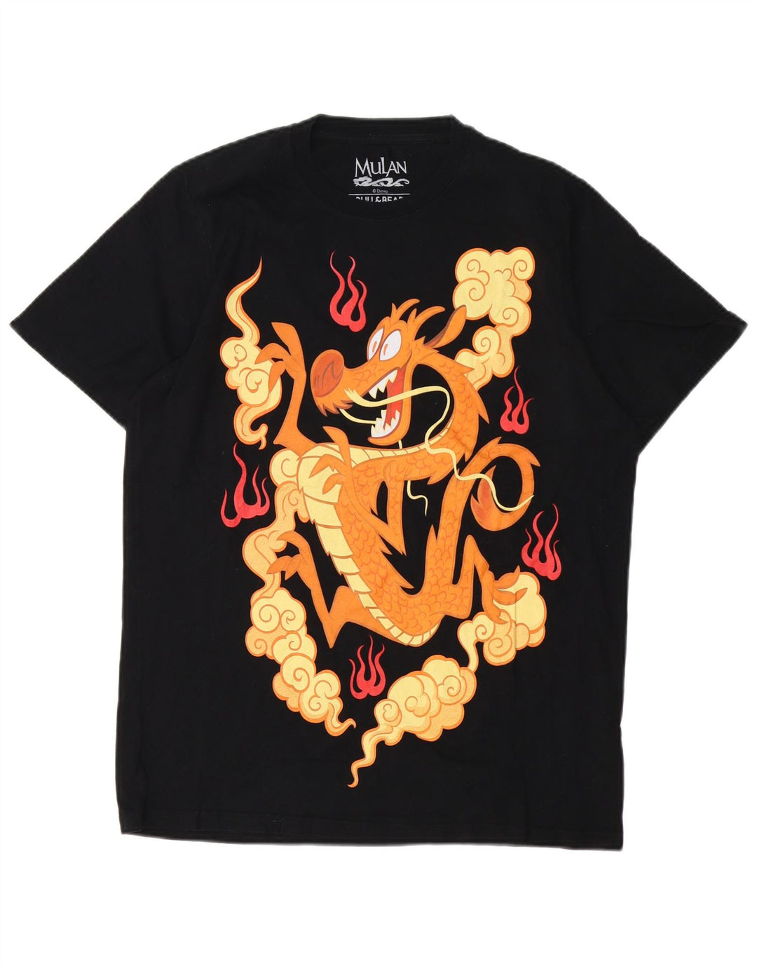 Pull & Bear Mulan Tricou cu grafică pentru bărbați Top mare din bumbac negru
