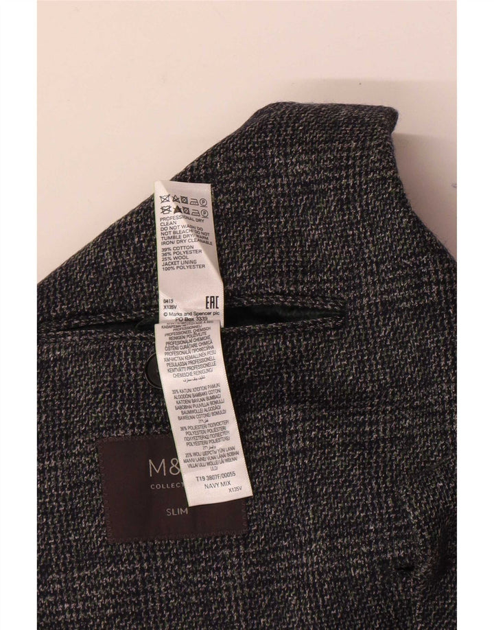 Jachetă pentru bărbați Marks & Spencer, cu 2 nasturi, UK 36, cu carouri mici, bleumarin