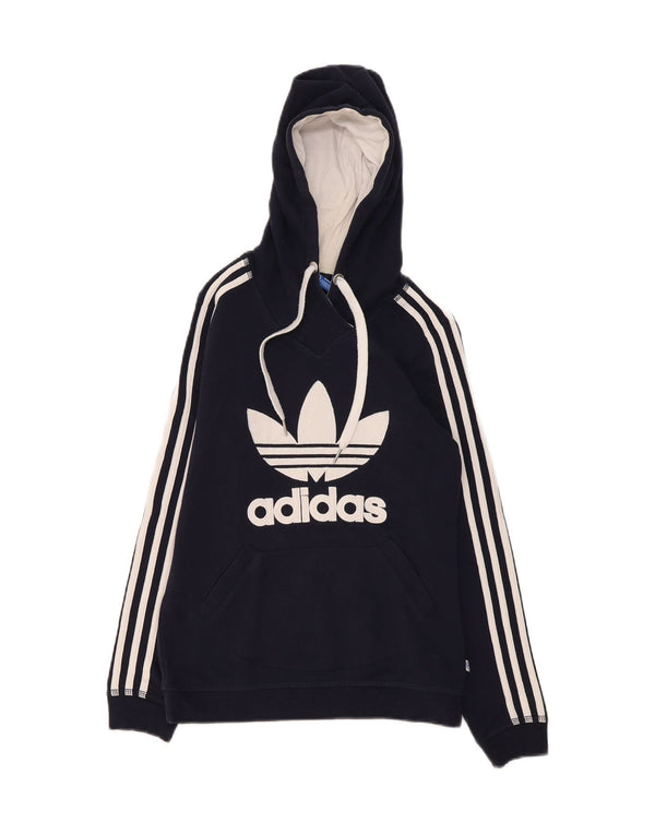 Pulover cu glugă cu grafic pentru femei Adidas UK 10 Sport mic din bumbac bleumarin