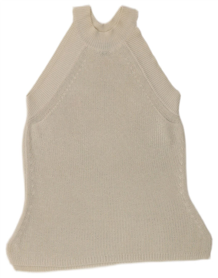 Massimo Dutti Top tricot Halter pentru femei UK 10 Small Off White