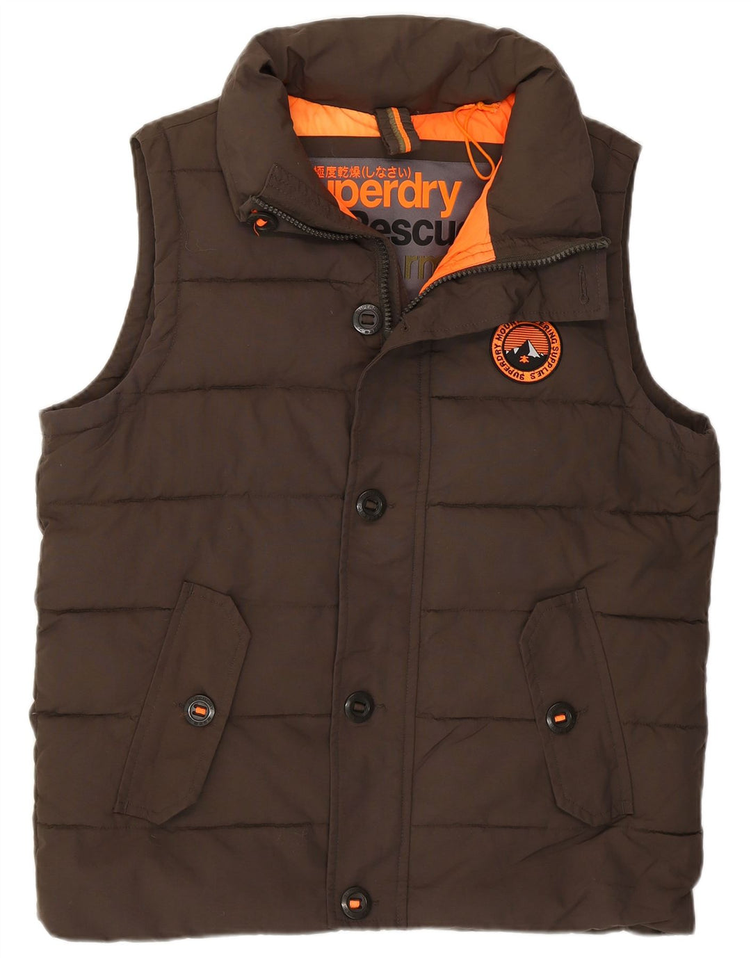 Gilet căptușit pentru bărbați Superdry UK 40 Large Brown Nylon