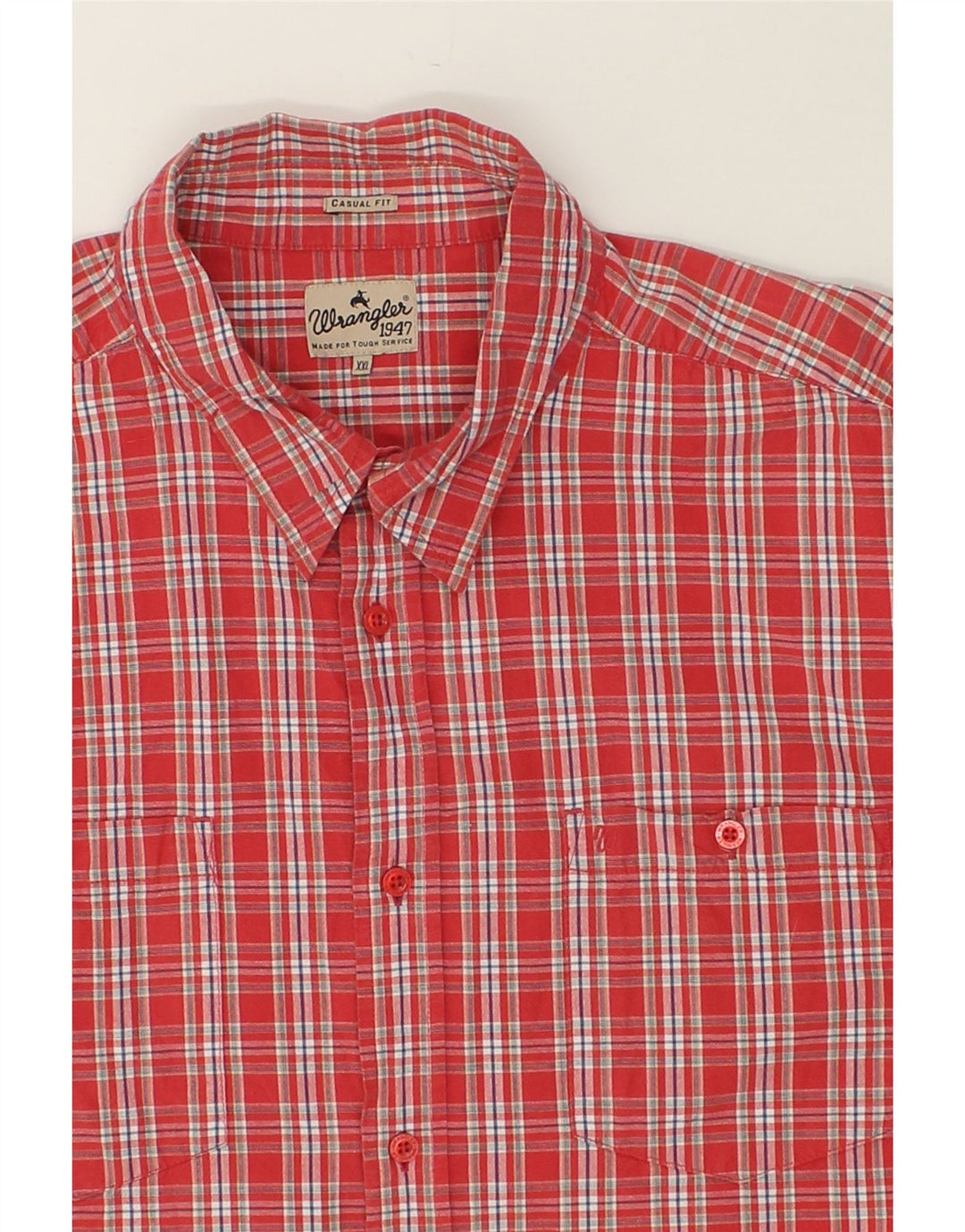Cămașă cu mânecă scurtă pentru bărbați WRANGLER 2XL, bumbac cu carouri roșii