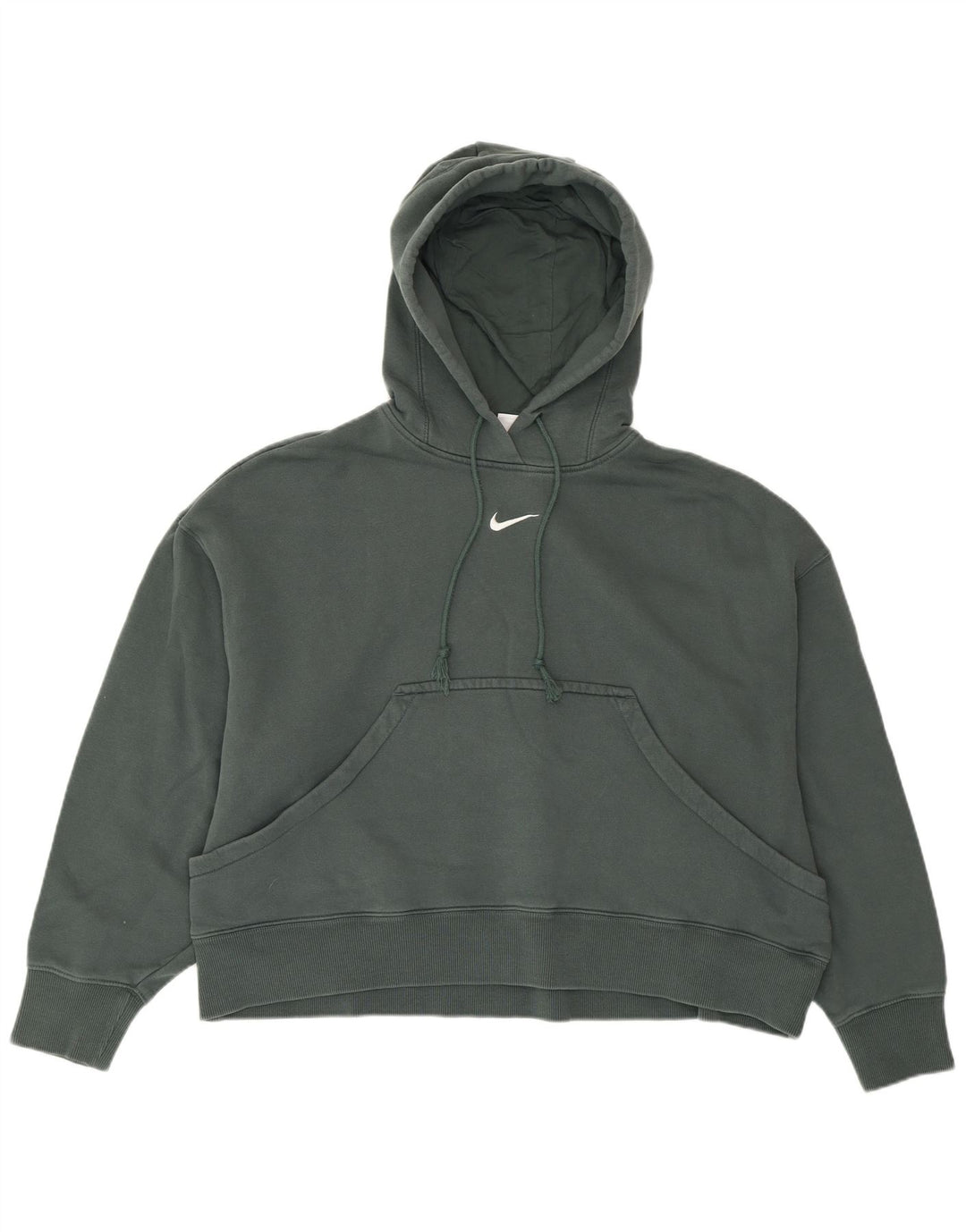 Pulover NIKE Crop Oversized Hoodie pentru femei UK 14 Bumbac verde mediu