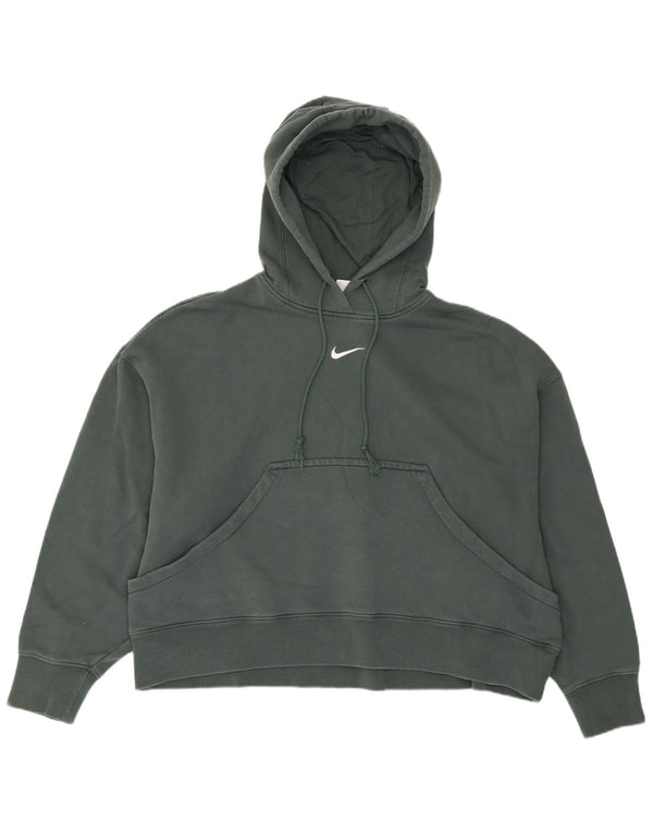 Pulover NIKE Crop Oversized Hoodie pentru femei UK 14 Bumbac verde mediu