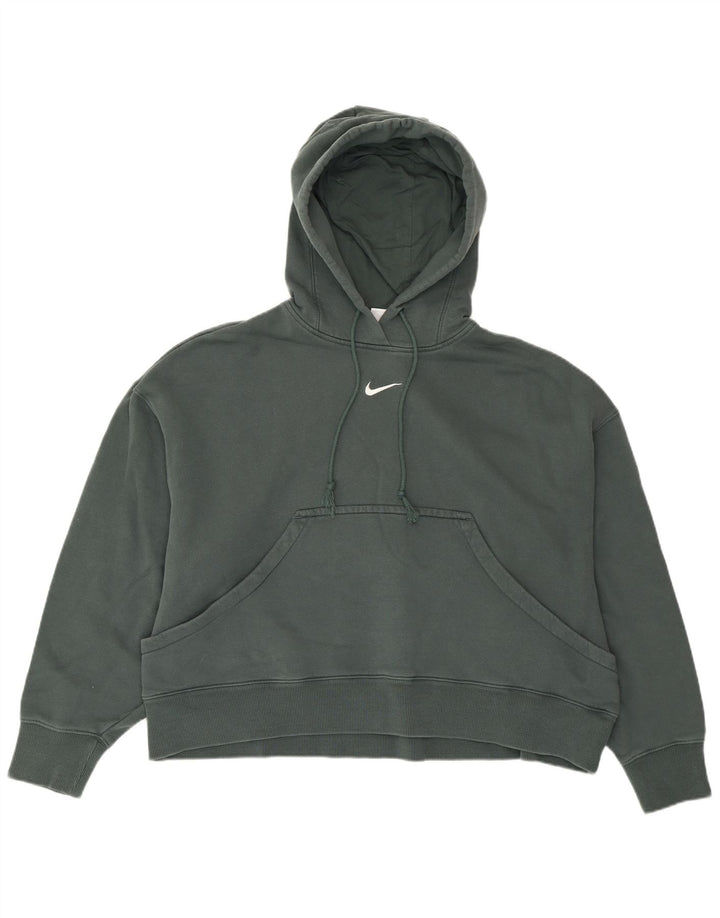 Pulover NIKE Crop Oversized Hoodie pentru femei UK 14 Bumbac verde mediu