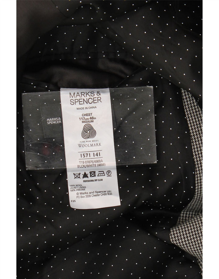 Jachetă pentru bărbați Marks & Spencer, cu 2 nasturi, UK 46 3XL, lână gri Houndstooth