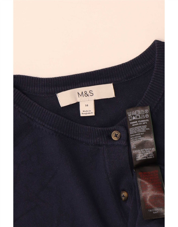 Pulover cardigan pentru femei Marks & Spencer UK 14 Medium Bluemarin Blue Viscose