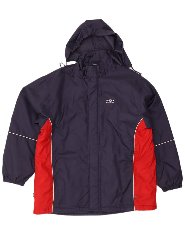 Jachetă de vânt pentru bărbați Umbro, cu glugă, UK 42 XL, albastru bleumarin, nailon color bloc