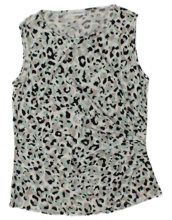 CALVIN KLEIN Vest Top Femei UK 12 Medium Multicolor Animal Print