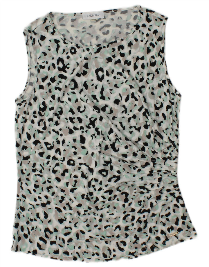 CALVIN KLEIN Vest Top Femei UK 12 Medium Multicolor Animal Print