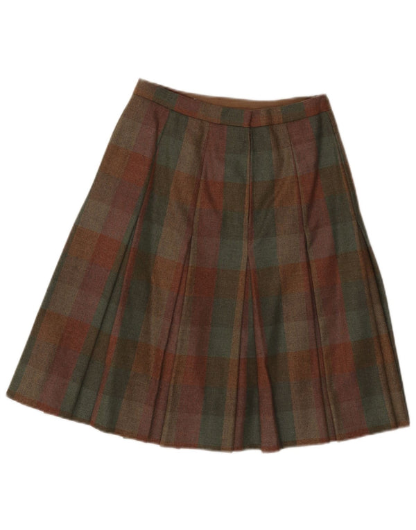 Fustă A-Line Plisată Vintage Femei W25 XS Verde Check