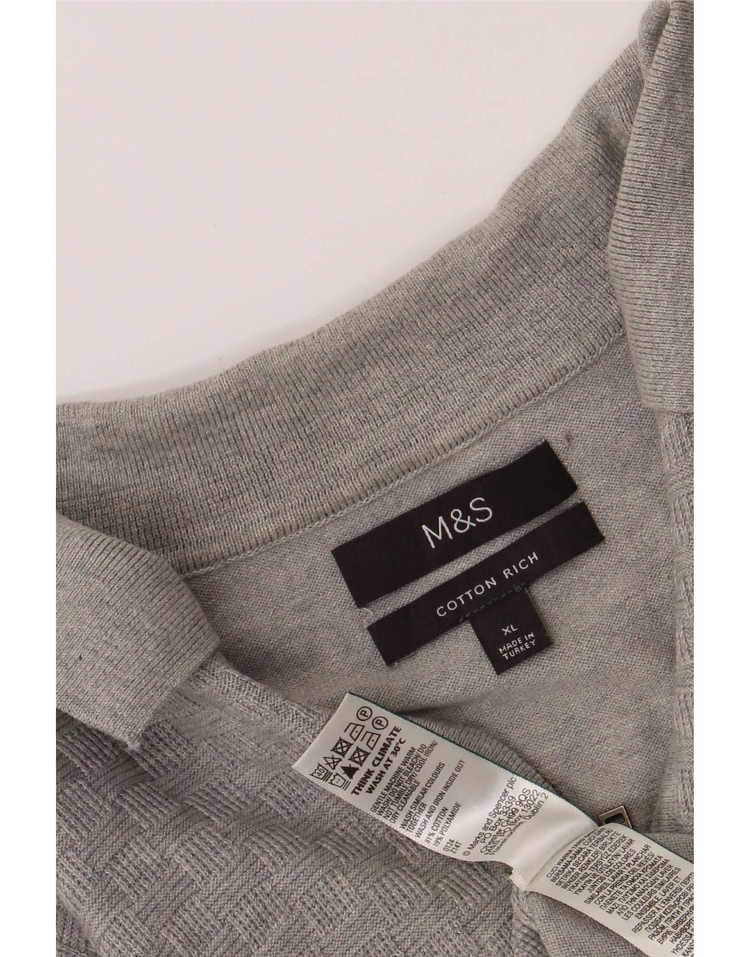 Pulover pentru bărbați Marks & Spencer, cu gât polo, XL, bumbac gri