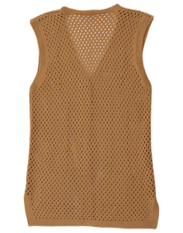 Pulover Cardigan fără mâneci Vintage pentru femei UK 10 Maro mic