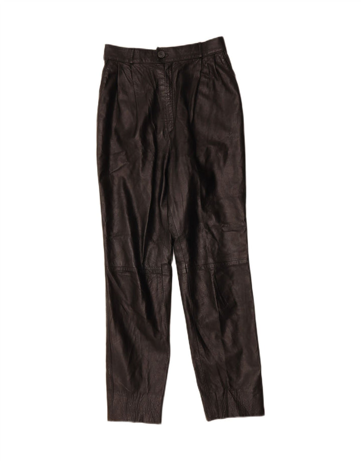 VINTAGE Womens Straight Leather Trousers W26 L28 Brown Vintage Vintage and Second-Hand Vintage from Messina Hembry 