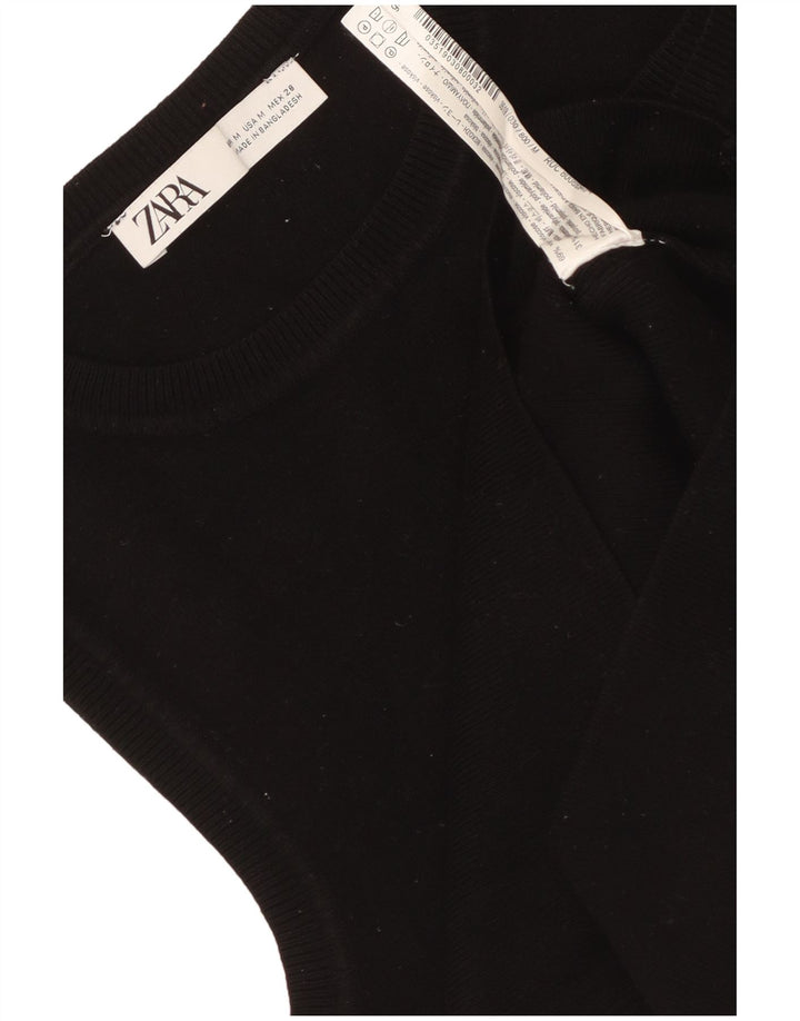 Vesta Crop Top pentru femei Zara UK 12 Medium Black Viscose