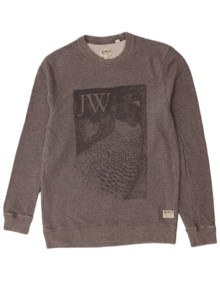 Pulover Jack Wills pentru bărbați cu grafică, bumbac, gri mediu