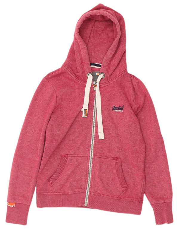 Pulover Superdry pentru femei cu fermoar, UK 14, bumbac roz mediu