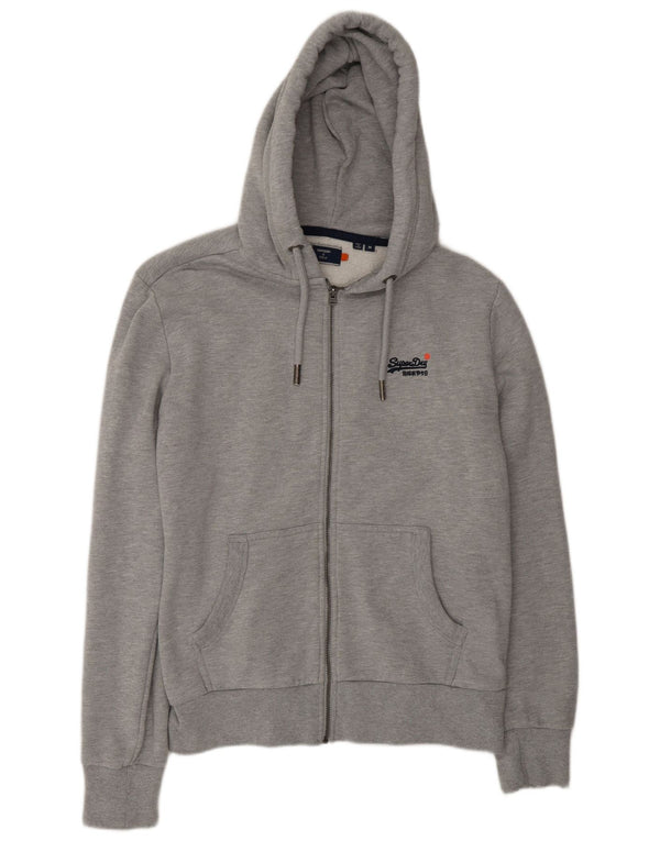 Pulover Superdry pentru bărbați, cu fermoar, bumbac, gri mediu