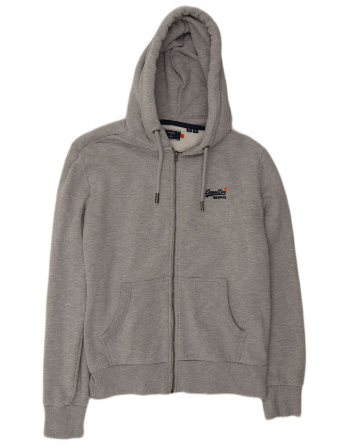 Pulover Superdry pentru bărbați, cu fermoar, bumbac, gri mediu