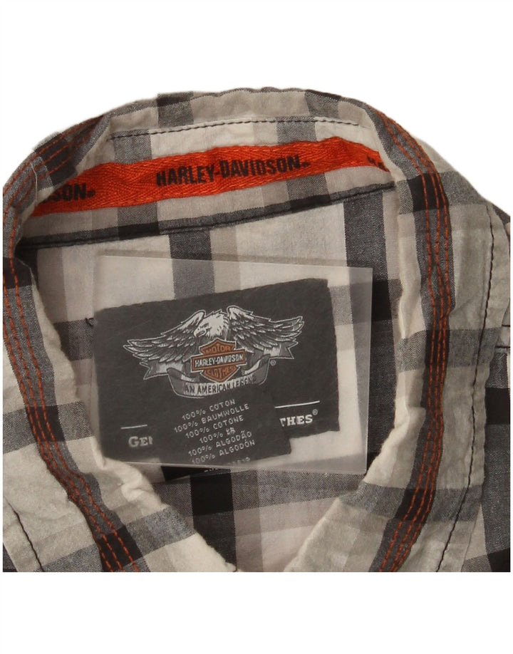 Cămașă cu mânecă scurtă Harley Davidson pentru bărbați, bumbac cu carouri gri