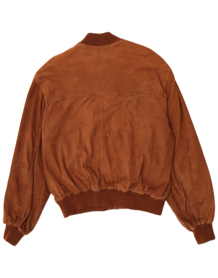 Bomber vintage pentru bărbați din piele intoarsa IT 50 mare maro din piele intoarsa