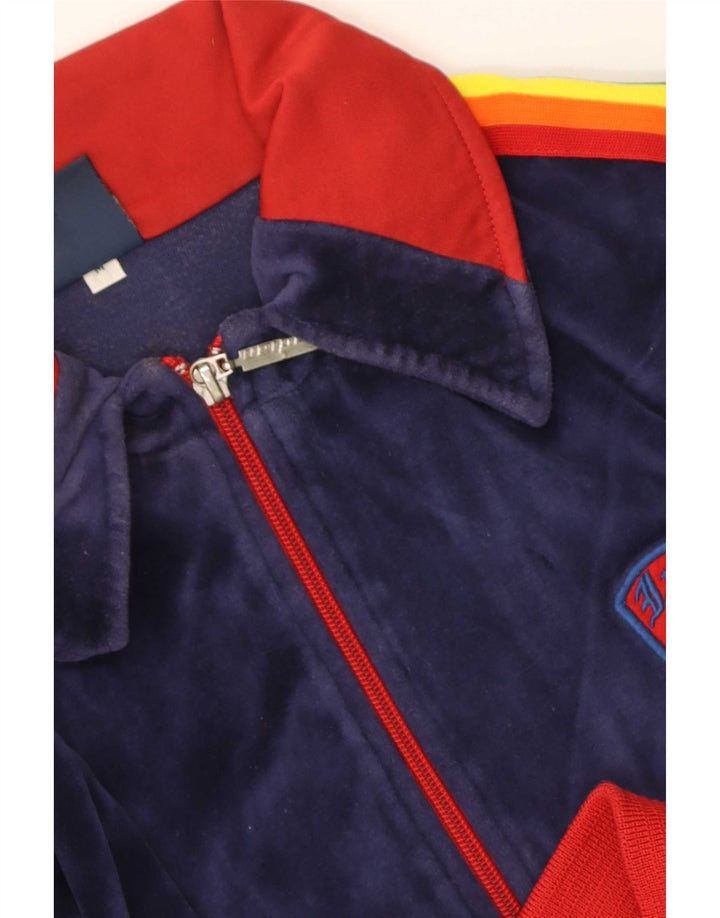 Jachetă de trening vintage pentru femei UK 14 Medium Bleumarin Colorblock